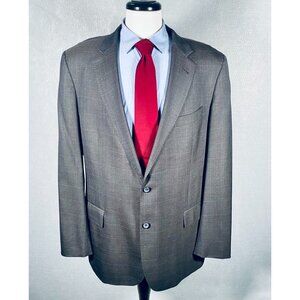 Brooks Brothers Blazer Mens 46L Brown Wool Glen Plaid Sport Coat Jacket Modern